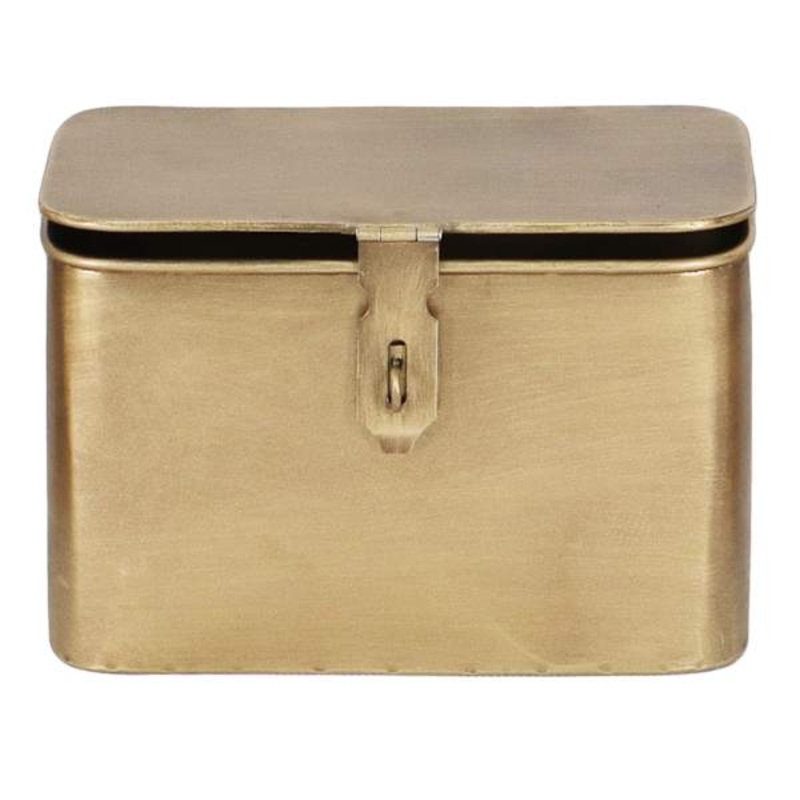 Gold Metal Decorative Box with Lid, 7.5″