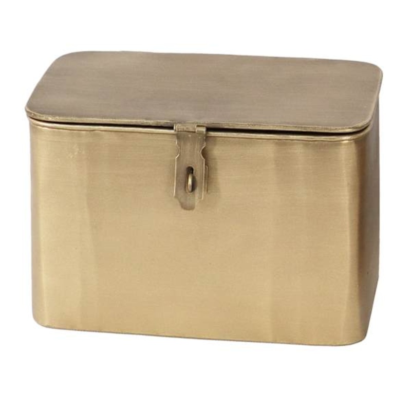 Gold Metal Decorative Box with Lid, 9″