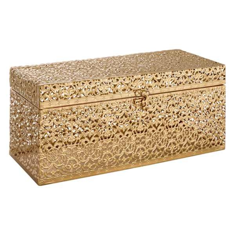 Gold Punched Metal Decorative Box, 14×6