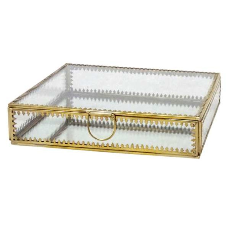 Heirloom Gold Rim Decorative Glass Box, 8″