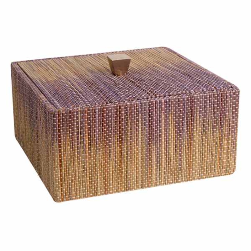 Lilac Woven Seagrass Box with Lid, 7.5″