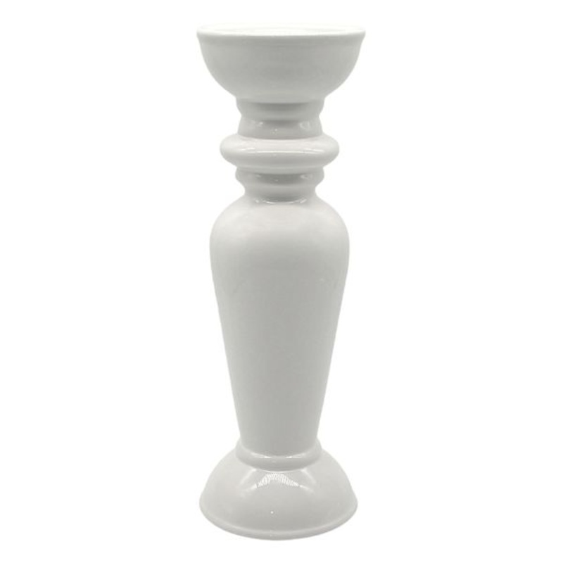 White Dual Candle Holder, 12″