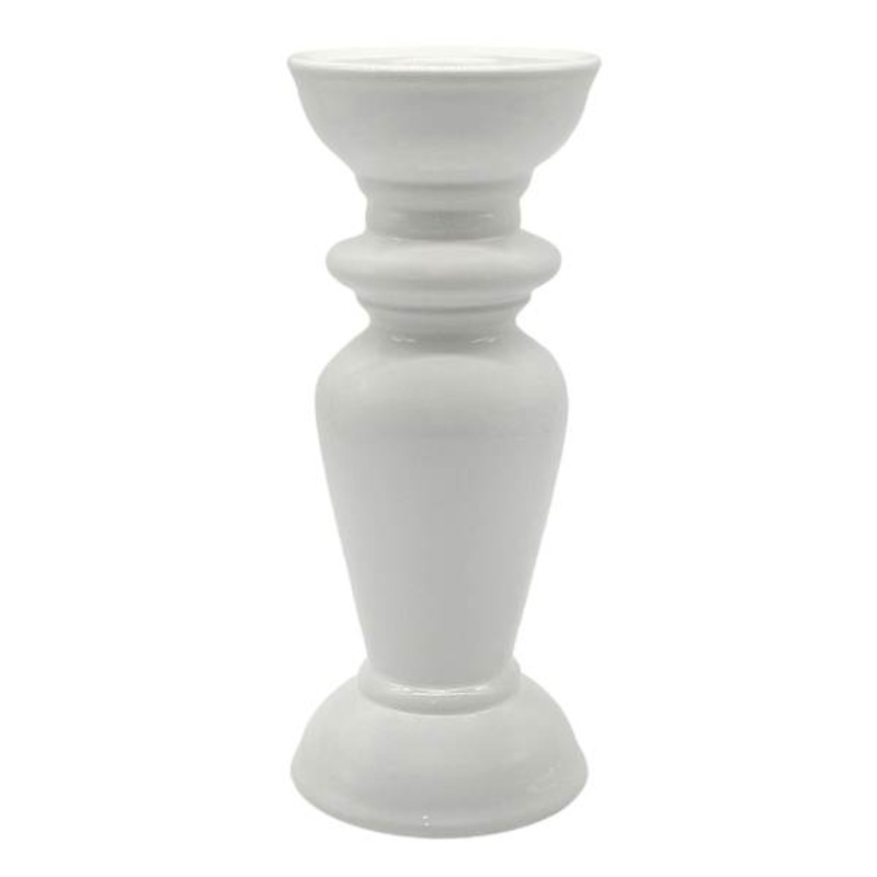 White Dual Candle Holder, 8.5″