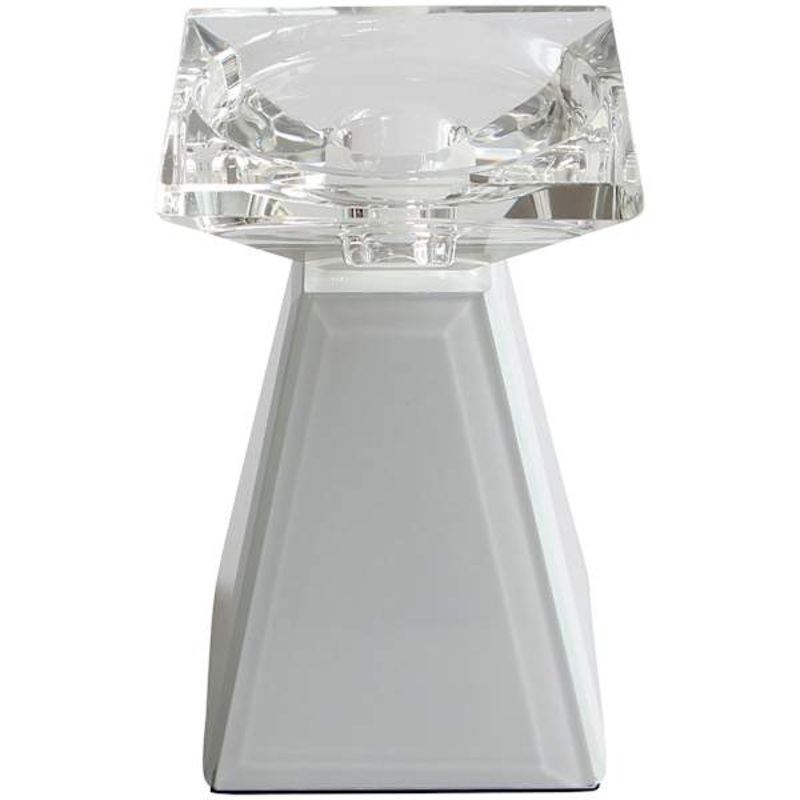 White Glass Candle Holder, 5″