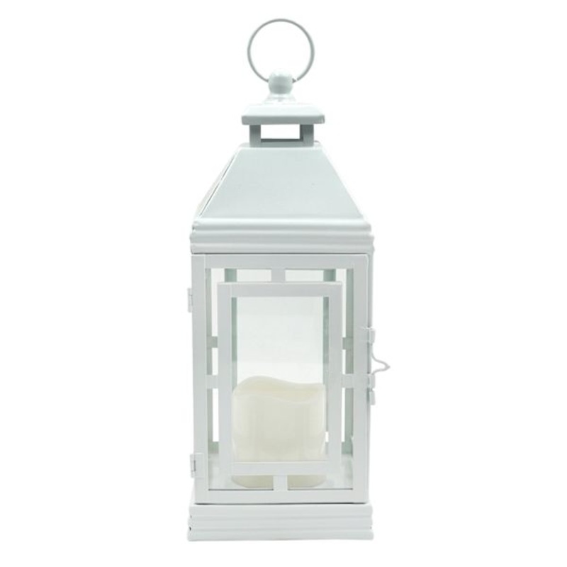 White LED Metal Lantern, 13.4″