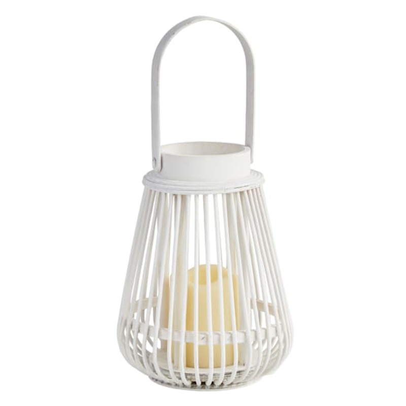 White LED Rattan Lantern, 7×9