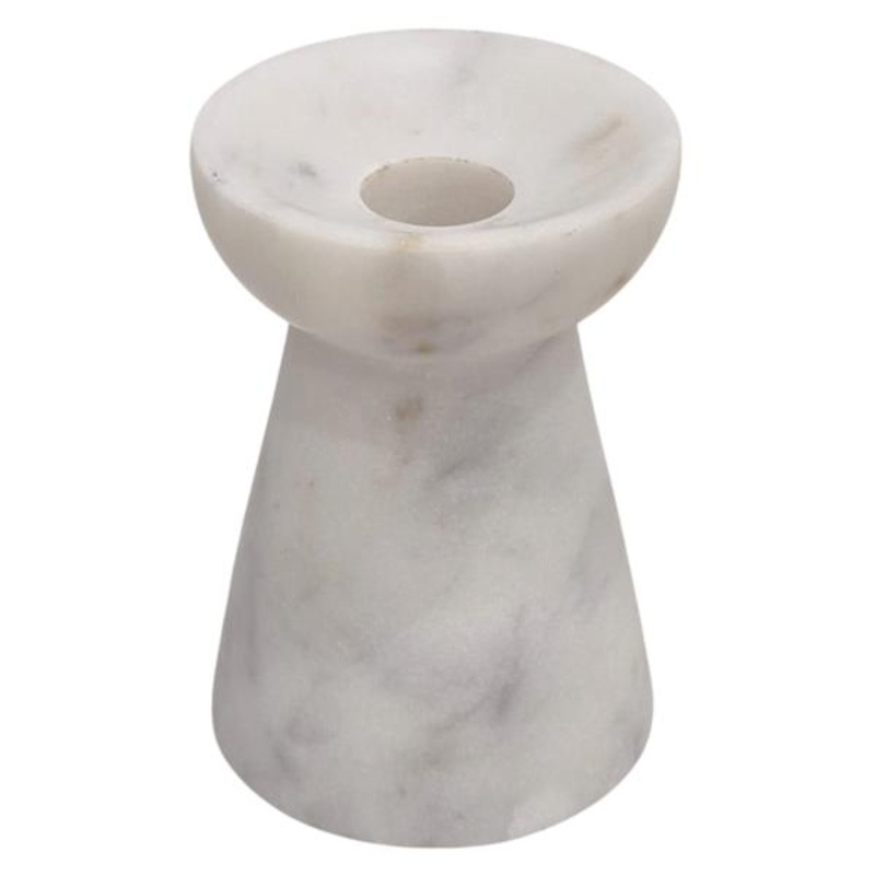 White Marble Taper Candle Holder, 4″
