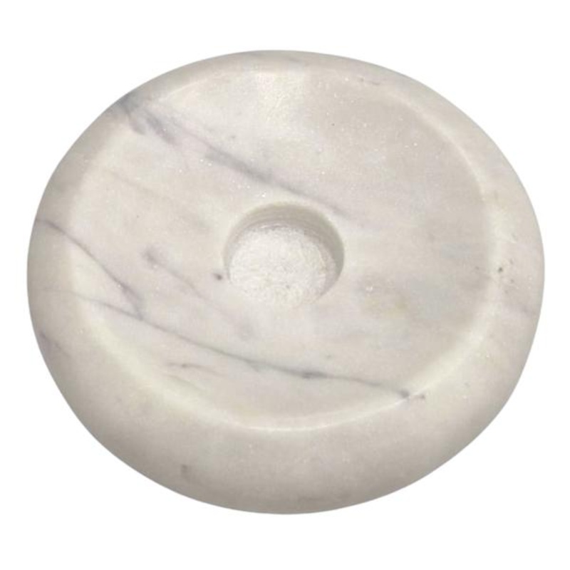 White Marble Taper Candle Plate, 4″