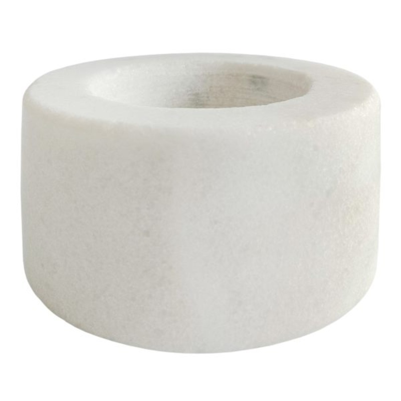 White Marbled Candle Holder, 3″