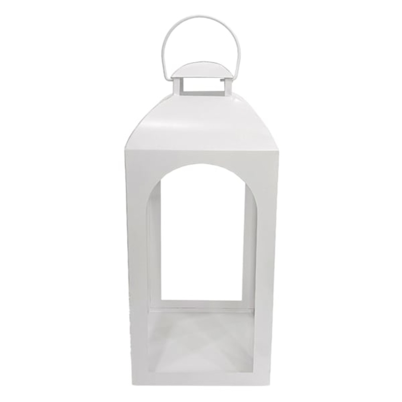 White Metal Lantern, 21″