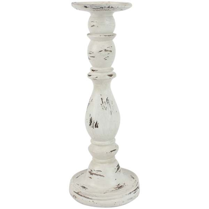 White Pillar Candle Holder, 12″