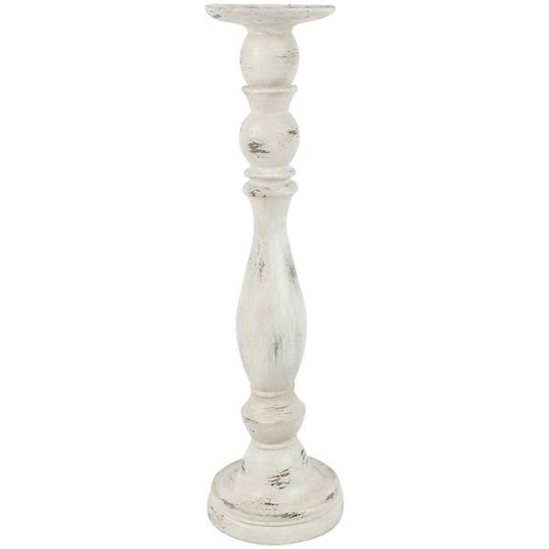 White Pillar Candle Holder, 16.5″