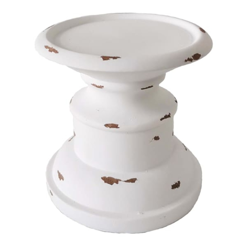 White Pillar Candle Holder, 6″