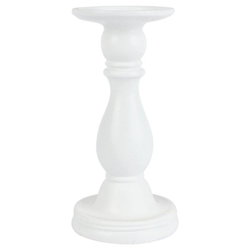 White Pillar Candle Holder, 8″