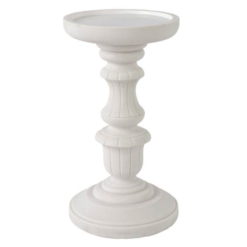 White Pillar Candle Holder, 9″