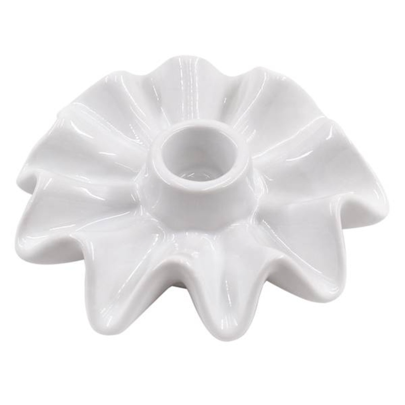 White Ruffles Taper Candle Holder, 4.3″