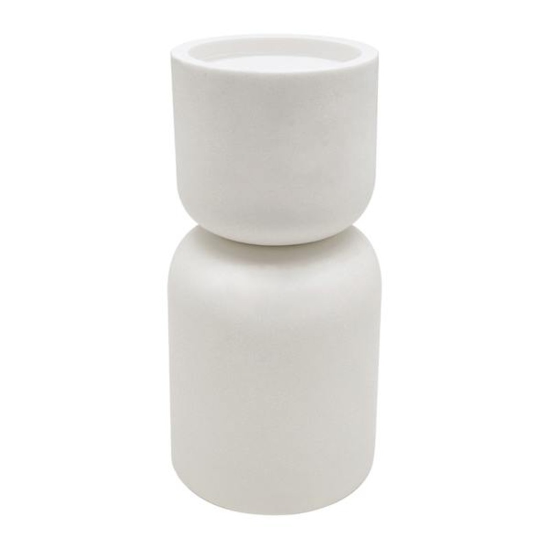 White Stone Pillar Candle Holder, 8.5″