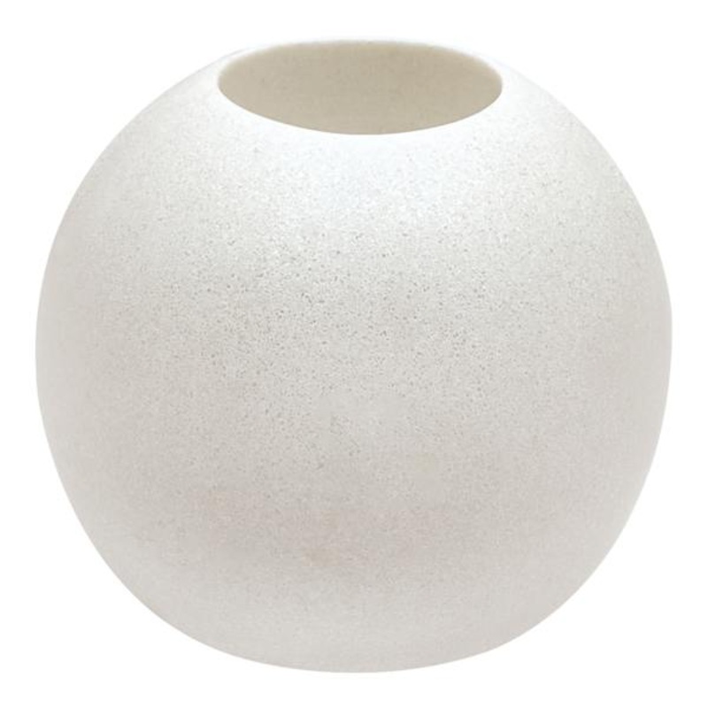 White Stone Sphere Tealight Candle Holder, 3.5″