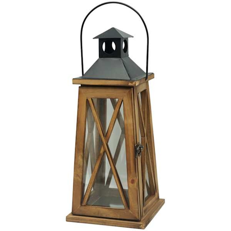 Wood & Metal Lantern, 15″