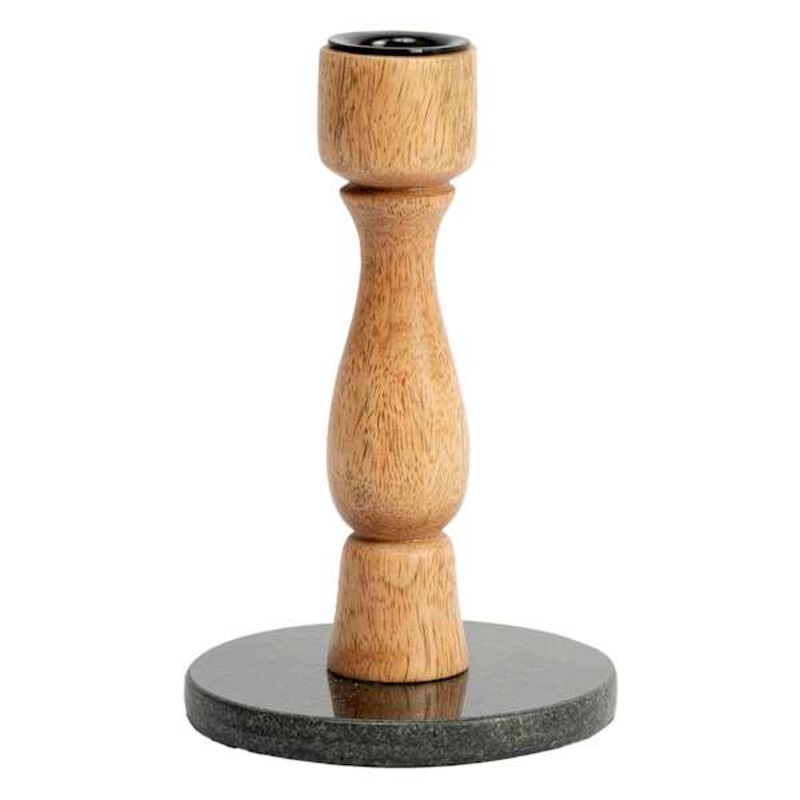 Wooden Taper Candle Holder with Marble Base, 6″