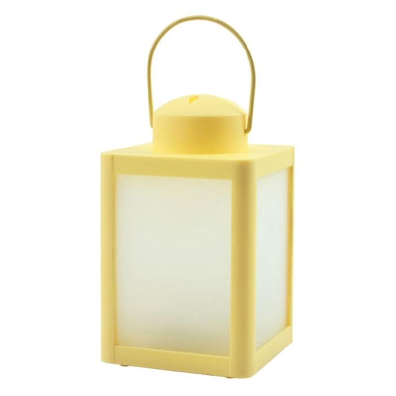 Yellow Plastic LED Lantern with Frosted Glass, 6.7″