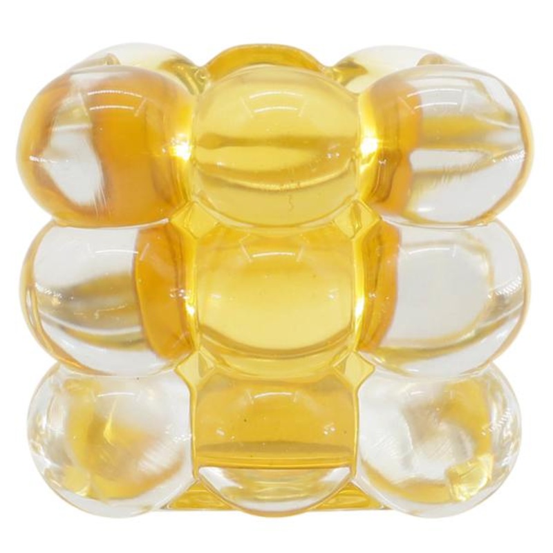 Yellow Square Bubble Votive Candle Holder, 3″