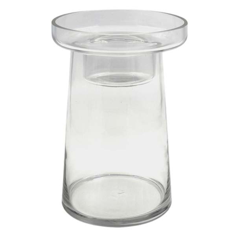 Clear Glass Pillar Candle Holder, 9″