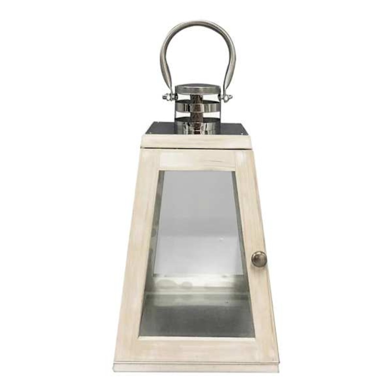 Glass & Metal Pyramid Lantern, 10.5″