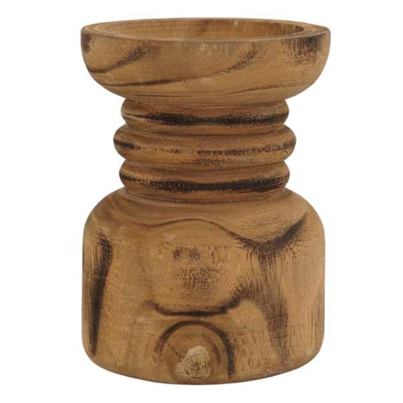 Natural Wood Pillar Candle Holder, 6″