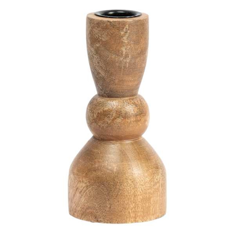 Natural Wooden Taper Candle Holder, 5″
