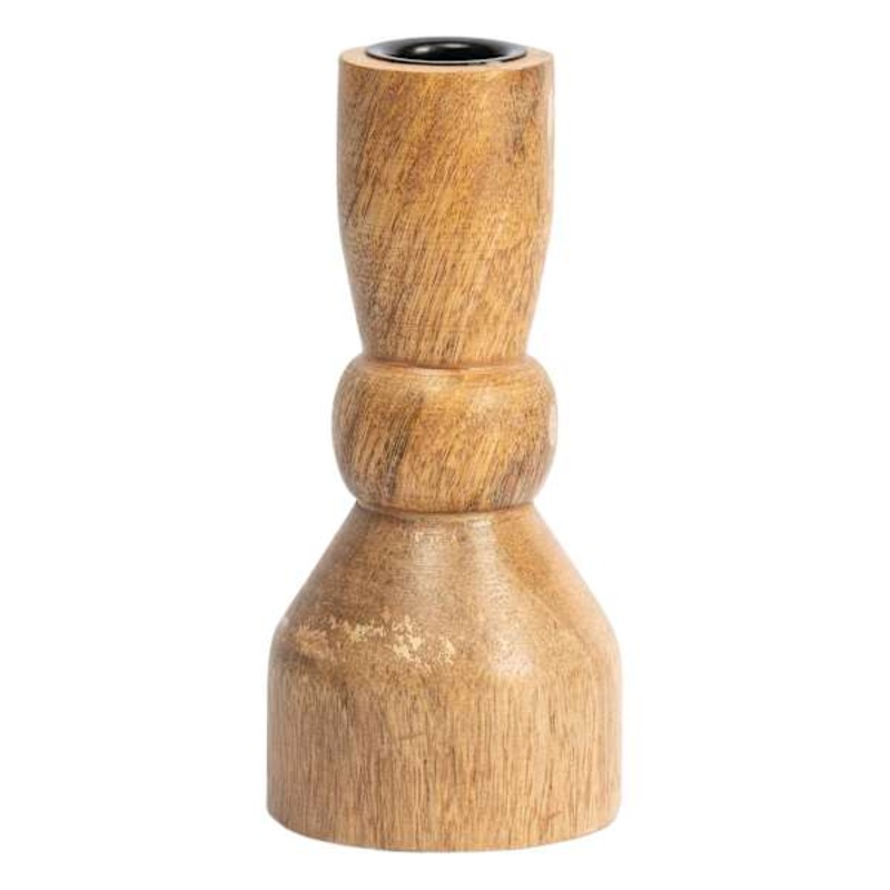 Natural Wooden Taper Candle Holder, 6″