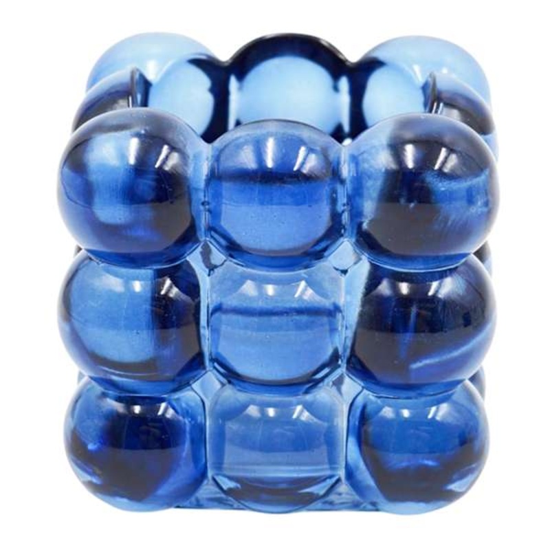 Navy Blue Glass Votive Candle Holder, 3″