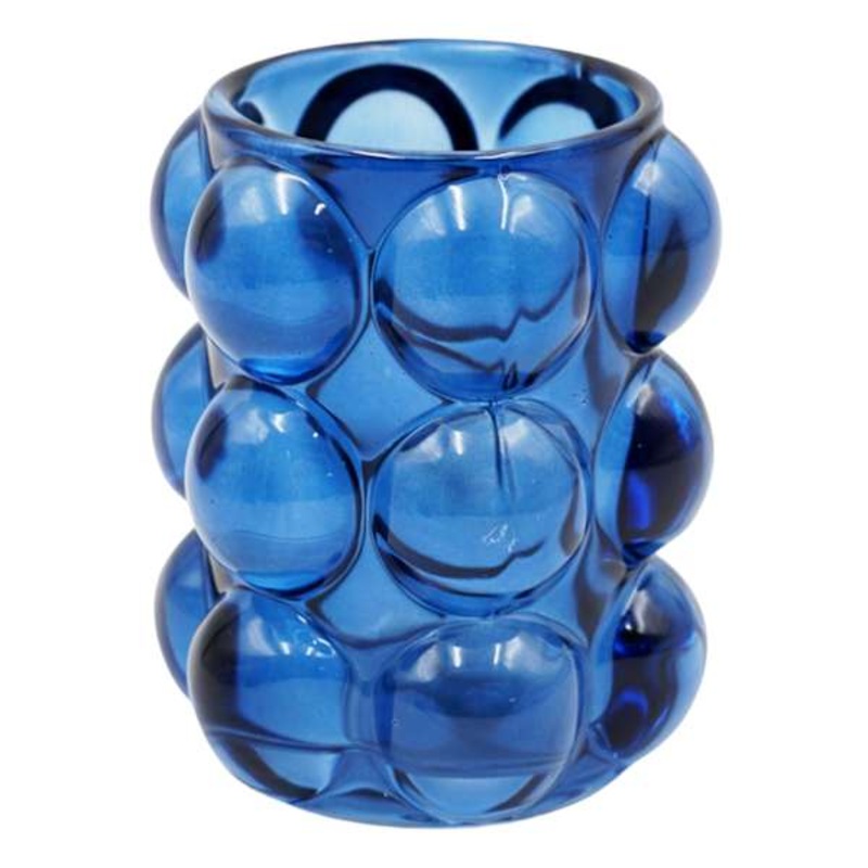 Navy Blue Glass Votive Candle Holder, 3×4