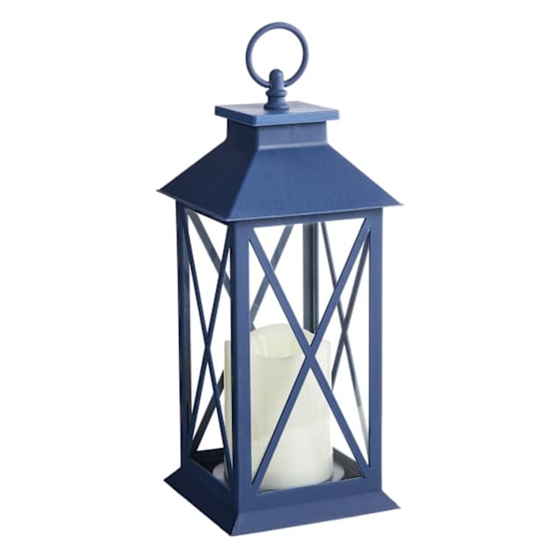 Navy Blue LED Lantern, 12″