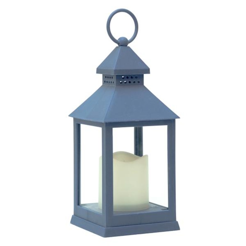 Navy Blue LED Lantern, 9.5″