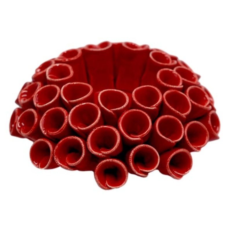 Orange Ceramic Coral Candle Holder, 5″