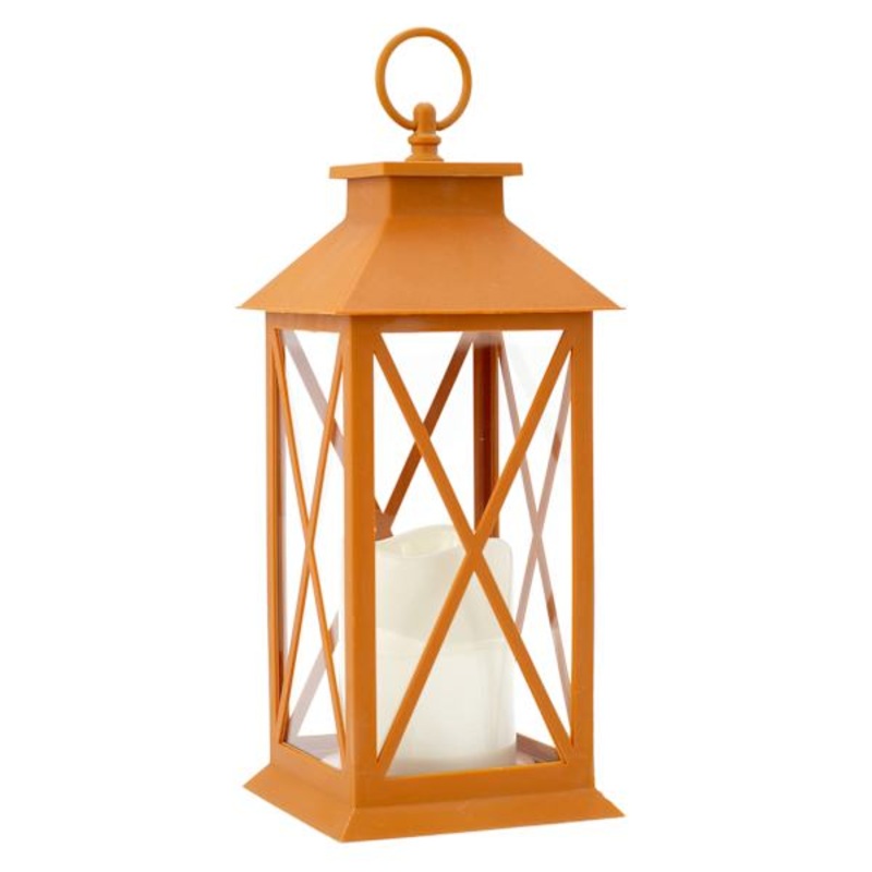 Orange LED Lantern, 12″