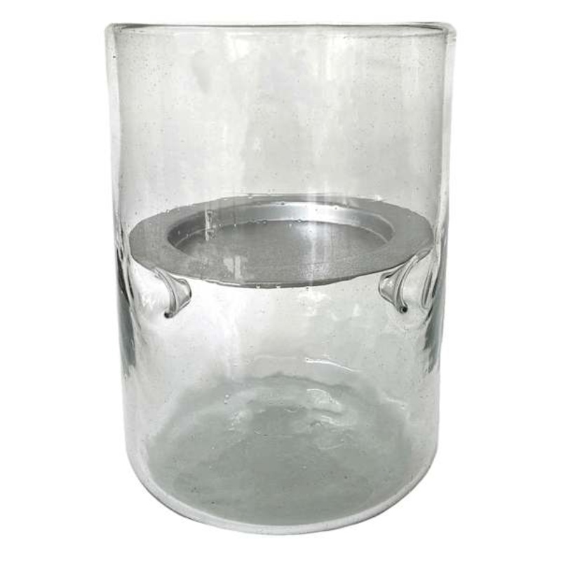 Picado Glass Candle Holder, 9″