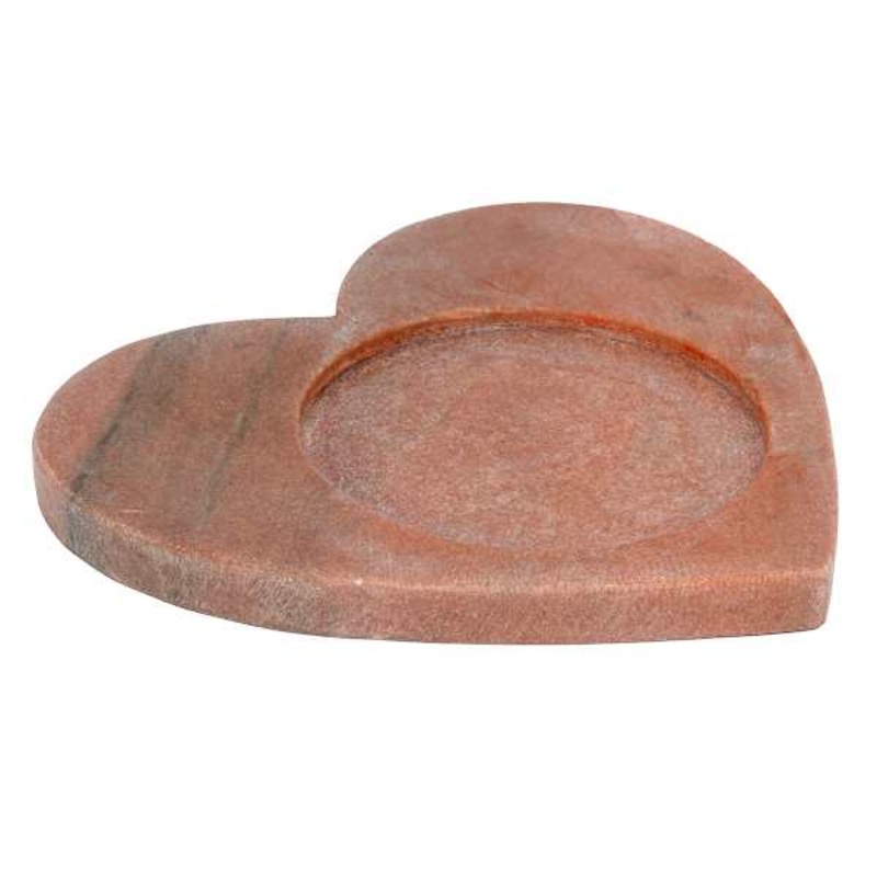 Pink Marble Heart Candle Plate, 7.5″