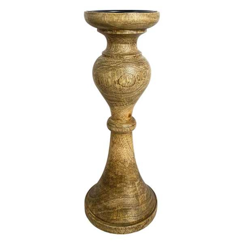 Providence Wooden Pillar Candle Holder, 12″