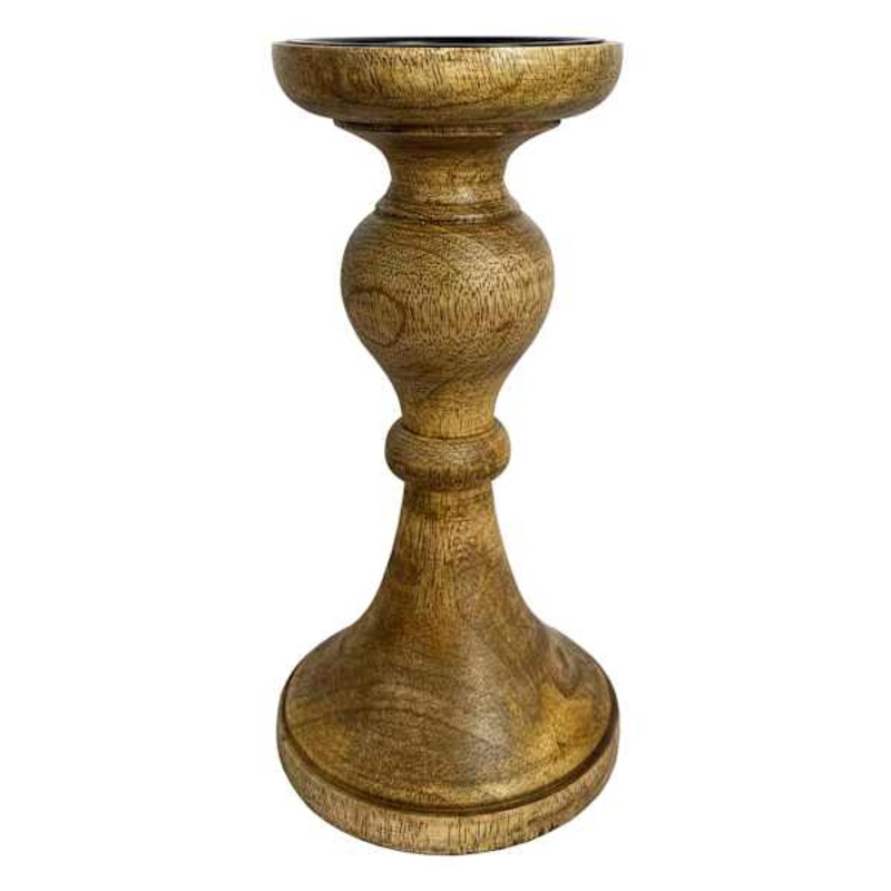 Providence Wooden Pillar Candle Holder, 9″