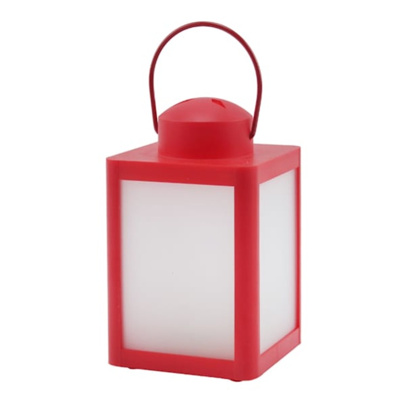 Red LED Lantern with Frosted Glass, 6.7″