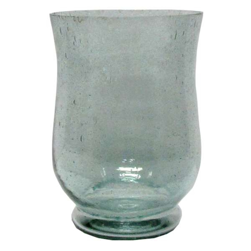 Sea Blue Seeded Glass Tealight Holder, 5.5″