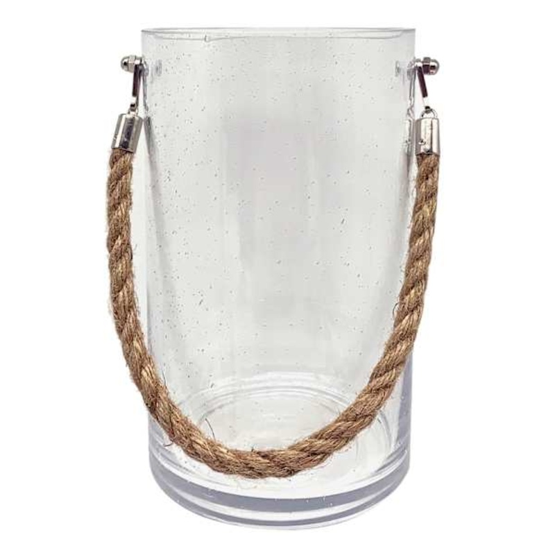 Seeded Glass Lantern, 8″