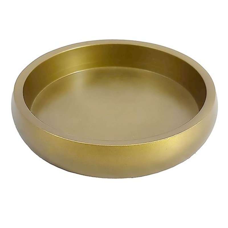 Shallow Bronze Metal Pillar Candle Holder, 3.5″