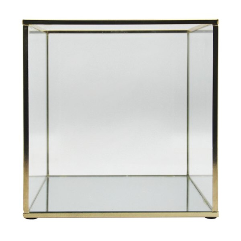 Square Gold-Metal Frame Glass Box, 6″