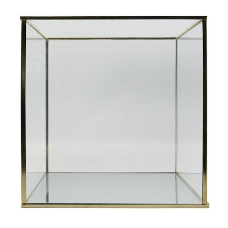 Square Gold-Metal Frame Glass Box, 7″