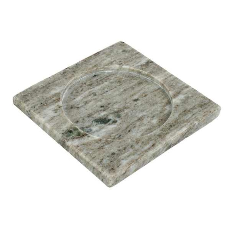 Square Tan Marble Candle Plate, 5.5″