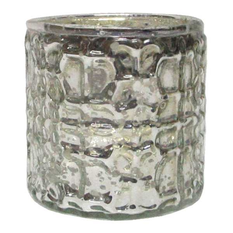 Textured Mercury Glass Votive Candle Holder, 3″