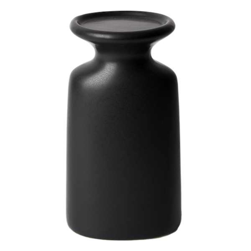 Tracey Boyd Black Ceramic Pillar Candle Holder, 8″